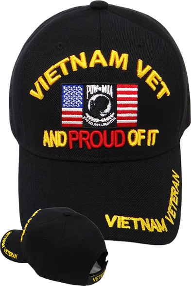 Vietnam Veteran Cap - US Flag POW-MIA - Black