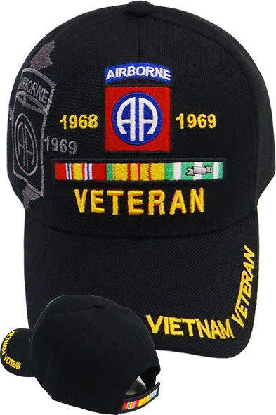 Vietnam Veteran 82nd Airborne Shadow Cap - Black