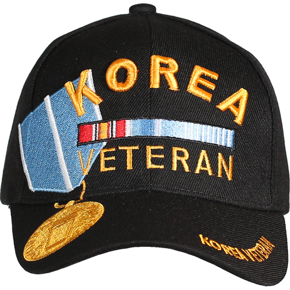 10558 - Korea Veteran Cap with Service Medal and Ribbons - Black