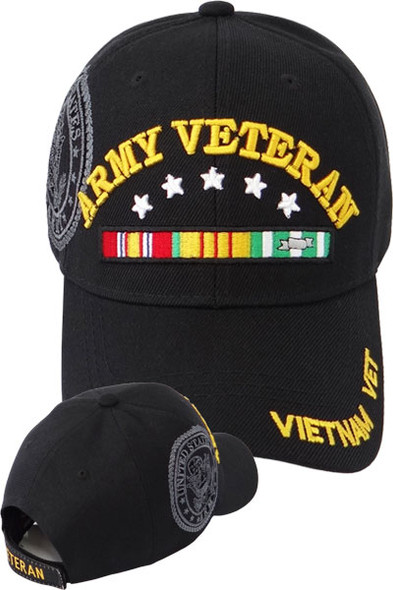 Army Vietnam Veteran Cap with Ribbons - Black