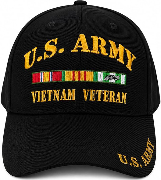 Army Vietnam Veteran Cap with Ribbons - Black