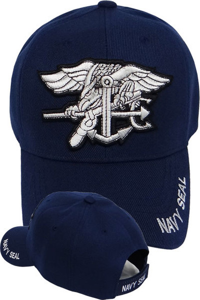 U.S. Navy Crest Emblem Seal Insignia Navy Blue Embroidered Baseball Cap - Adjustable Strapback - Trade Winds