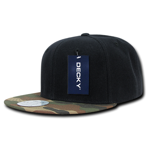 Camo Bill Snapback Cap - Woodland Camouflage