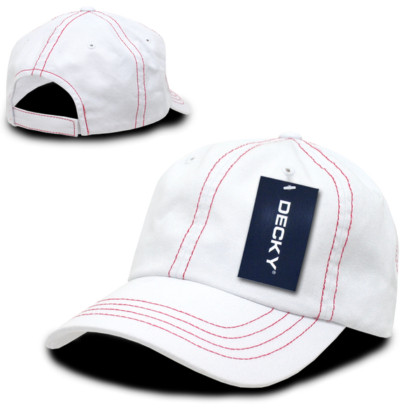 Contra-Stitch Washed Polo Cap - White/Red