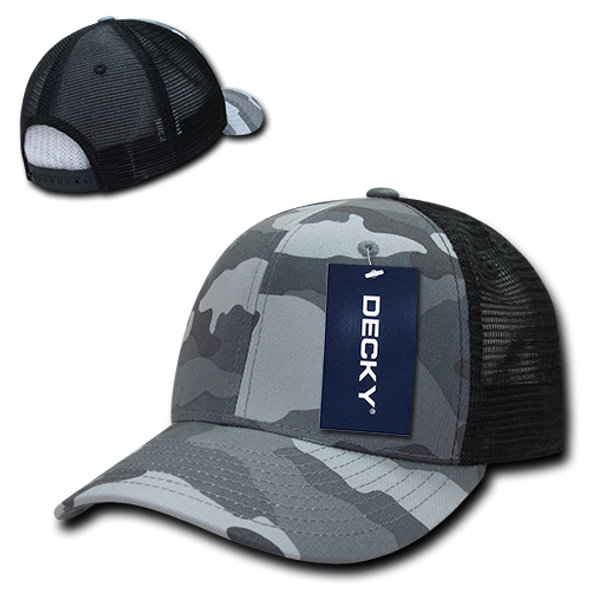 Cotton Curved Billl  Trucker Cap - Urban Camouflage/Urban Camouflage/Black