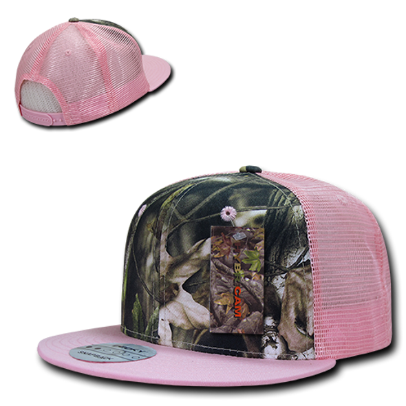 HYBRiCAM Trucker Snapback Cap - Grey Bark/Pink