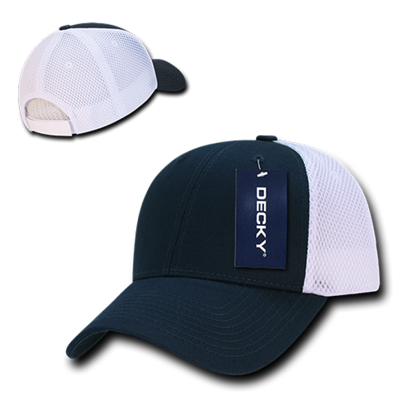 Low Crown Air Mesh Baseball Cap - Navy Blue/White
