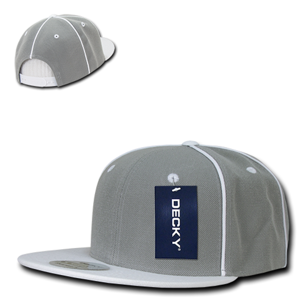 Piped Crown Snapback Cap - White