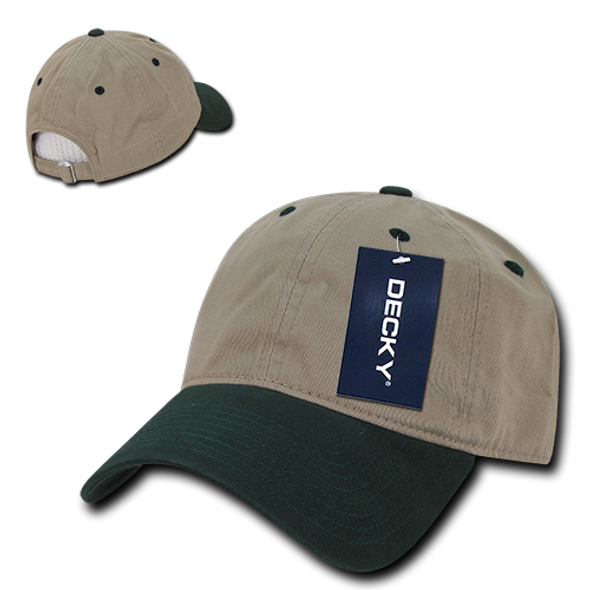 Relaxed Washed Cotton Cap - Khaki/Forest Green