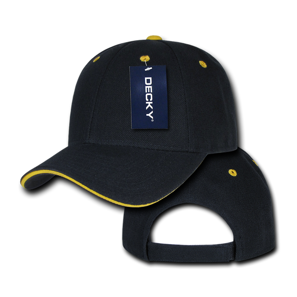 Sandwich Visor Baseball Cap - Navy Blue/Gold