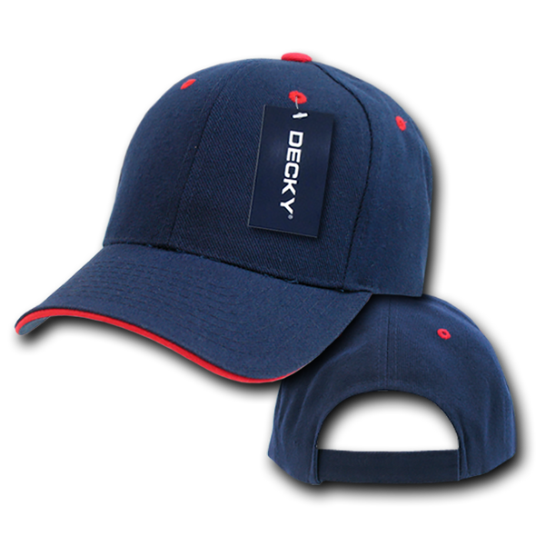 Sandwich Visor Baseball Cap - Navy Blue/Red