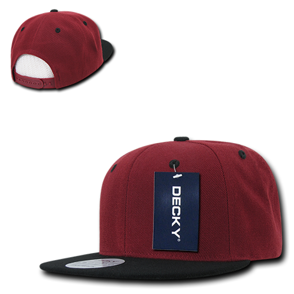 Two-Tone Flat Bill Snapback Cap - Cardinal/Black