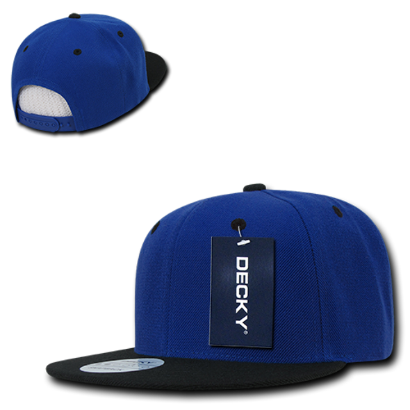 Two-Tone Flat Bill Snapback Cap - Royal/Black