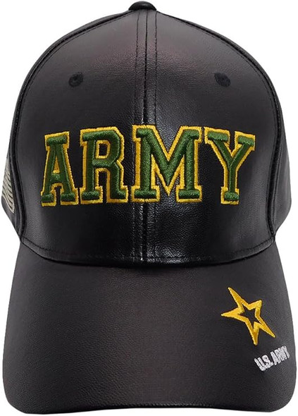 U.S. Army Star Cap - Faux Leather Black