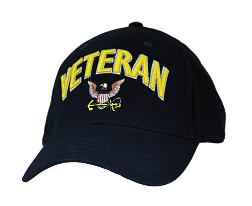 6486 - Veteran 3-D Text U.S. Navy Logo Cap Cotton - Dark Navy