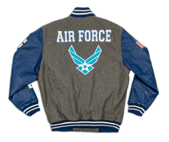 23275 - Air Force Varsity Jacket With Wings Logo - ABOVE ALL - Gray/Royal