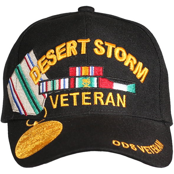 10848 - Operation Desert Storm Veteran Cap - Service Ribbons & Medal - Black