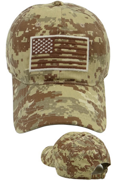 USA Flag Subdued Patch Cap Cotton - Desert Digital Camo