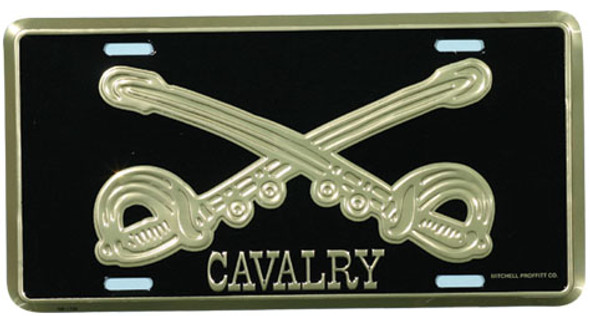 LA14 - Cavalry Crossed Sabers License Plate - Made in USA