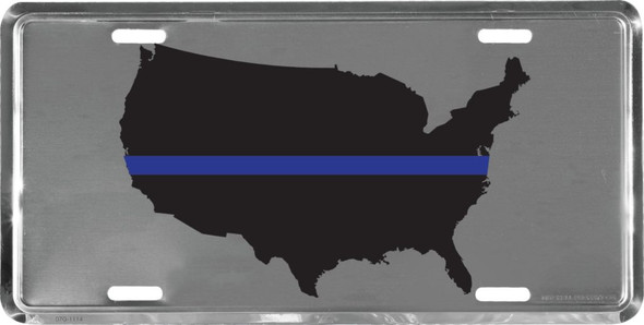 LTBLUSA - Thin Blue Line USA Map License Plate - Made in USA