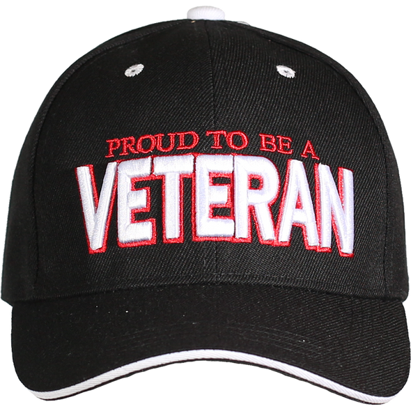 03420 - Proud To Be A Veteran Cap 3-D Embroidered - Black