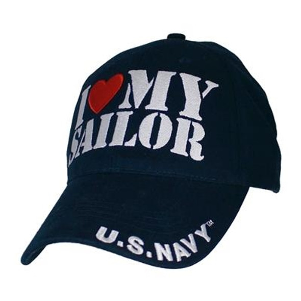 6673 - U.S. Navy Cap - I Heart My Sailor - Cotton - Navy Blue