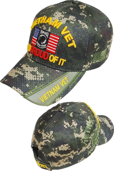 Vietnam Veteran POW-MIA Shadow Cap - Air Mesh - Digital Woodland Camo