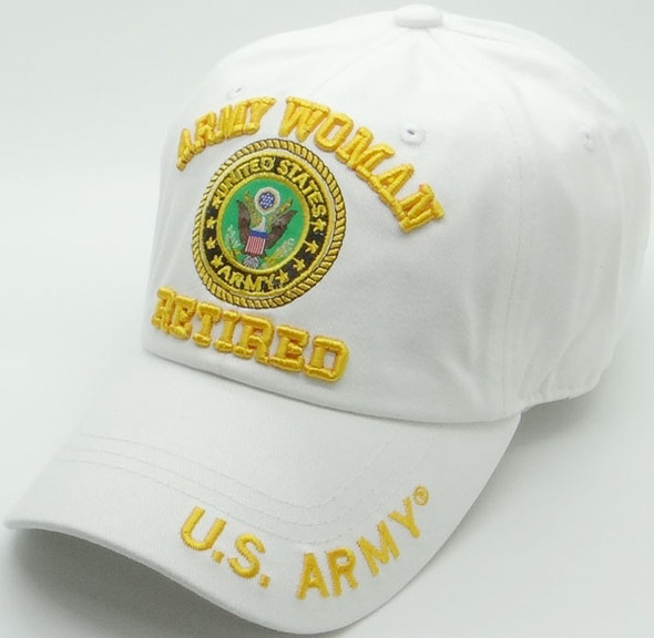 U.S. Army Cap  - Woman Retired - 100% Cotton - White
