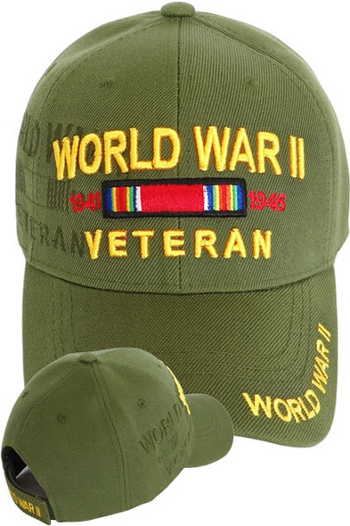 World War II Veteran Cap - Victory Ribbon Shadow - Olive