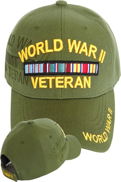 World War II Veteran Cap - Ribbons Shadow - Olive