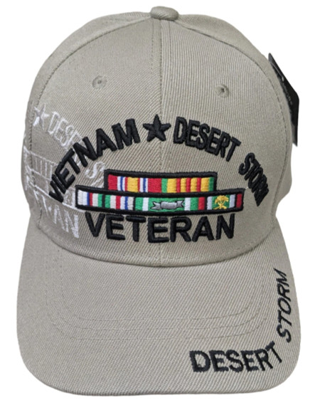 Vietnam Desert Storm Veteran Cap with Ribbons - Khaki