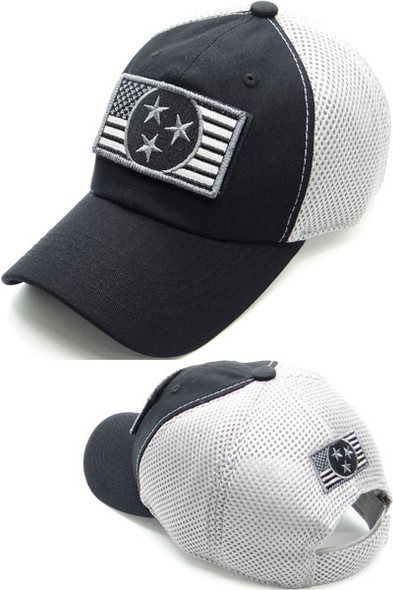 Tennessee USA Flag Patch Cap - Soft Jersey Air Mesh - Black/Gray