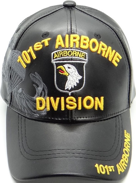 101st Airborne Division Cap - Faux Leather - Black