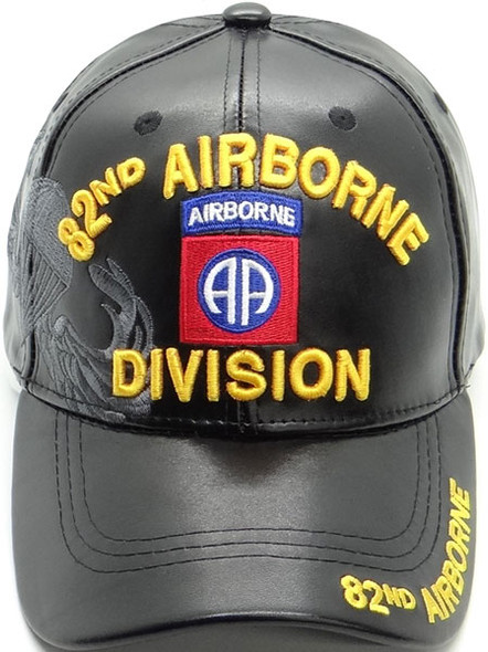82nd Airborne Division Cap - Faux Leather - Black