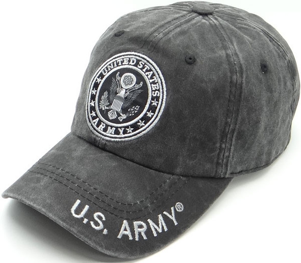 U.S. Army Cap Subdued Seal - Cotton Washed Black