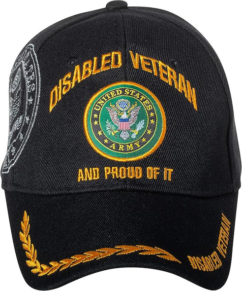 U.S. Army Disabled Veteran Cap  - Army Seal Shadow - Black