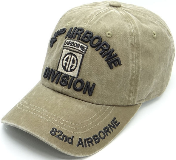 82nd Airborne Division Cap Subdued Insignia - Cotton Washed Khaki