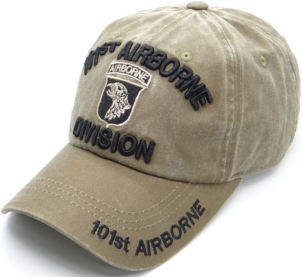 101st Airborne Division Cap Subdued Insignia - Cotton Washed Khaki