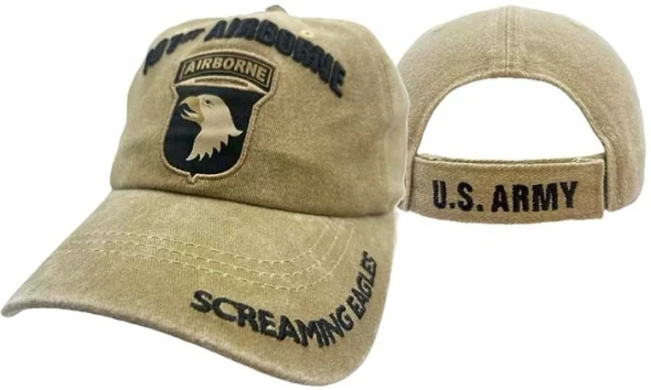 101st Airborne Division Cap Subdued Insignia - Cotton Washed Khaki