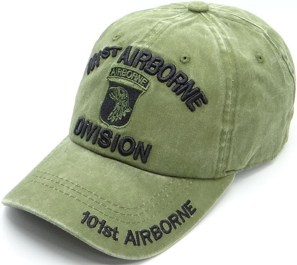 101st Airborne Division Cap Subdued Insignia - Cotton Washed OD Green