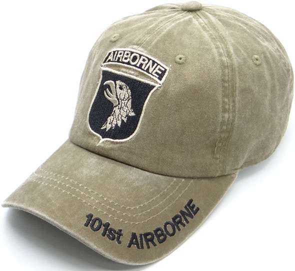 101st Airborne Cap Subdued Insignia - Cotton Washed Khaki