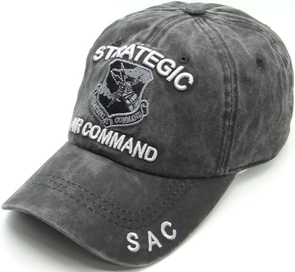 Strategic Air Command Cap Subdued Insignia - Cotton Washed Black