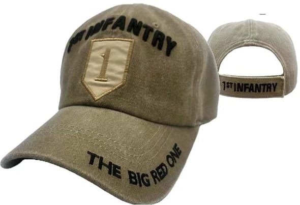 1st Infantry Cap Subdued Insignia - Cotton Washed Khaki