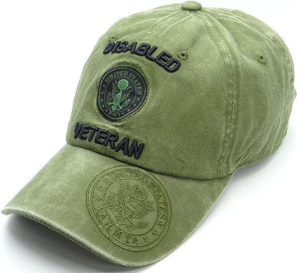Disabled U.S. Army Veteran Cap Subdued - Cotton Washed Olive