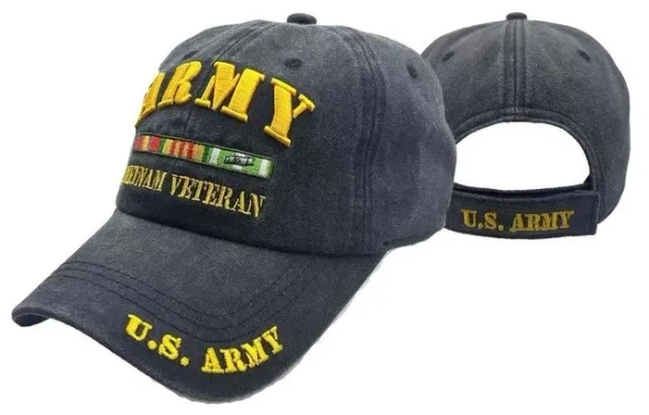 Army Vietnam Veteran Cap Subdued - Cotton Washed Black