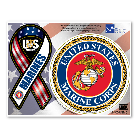 USMC Combo Mini Ribbon /Circle Magnet