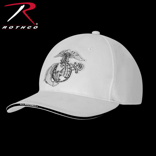 Rothco 3613 USMC Eagle Globe & Anchor Cap Low Profile Cotton White