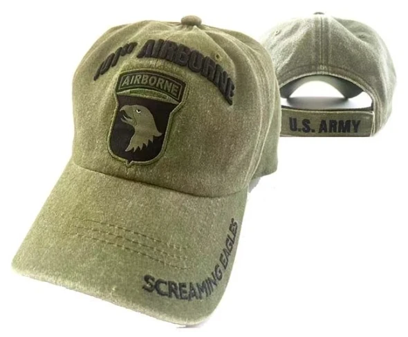 101st Airborne Cap Subdued Insignia - Cotton Washed Olive