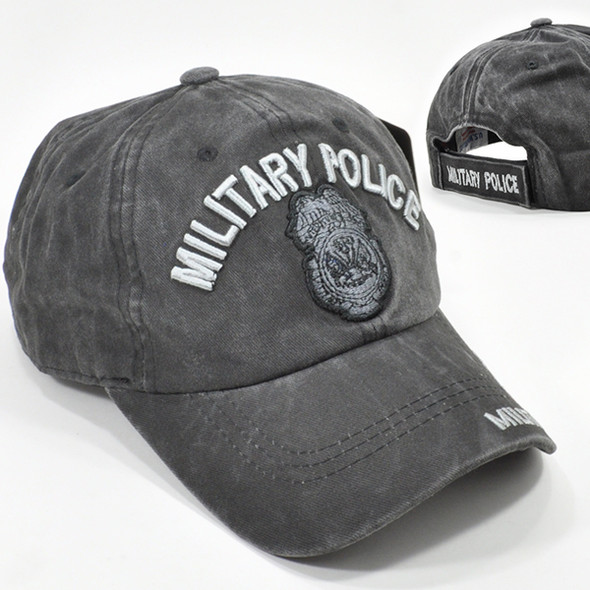 Military Police Cap Subdued Insignia - Cotton Washed Black