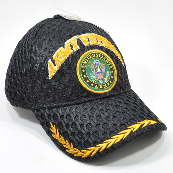 U.S. Army Veteran Cap - Waffle Mesh - Black